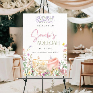 Floral Bassinet Aqeeqah Akikah Welcome Sign