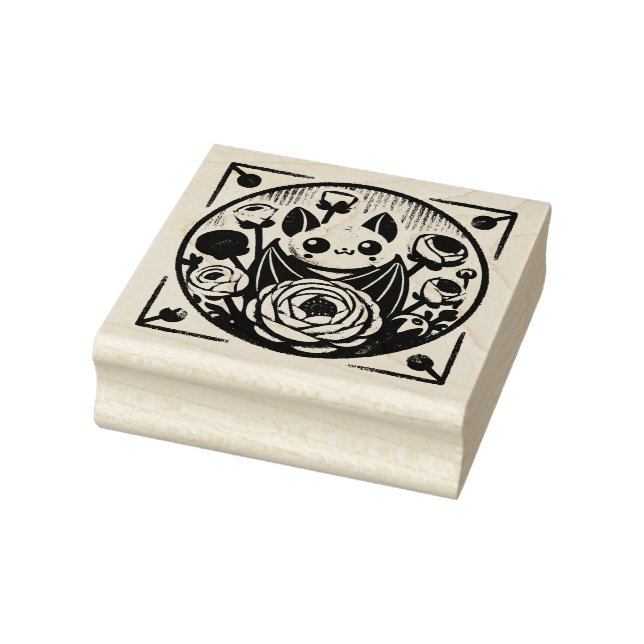Floral Bat                                         Rubber Stamp (Stamp)
