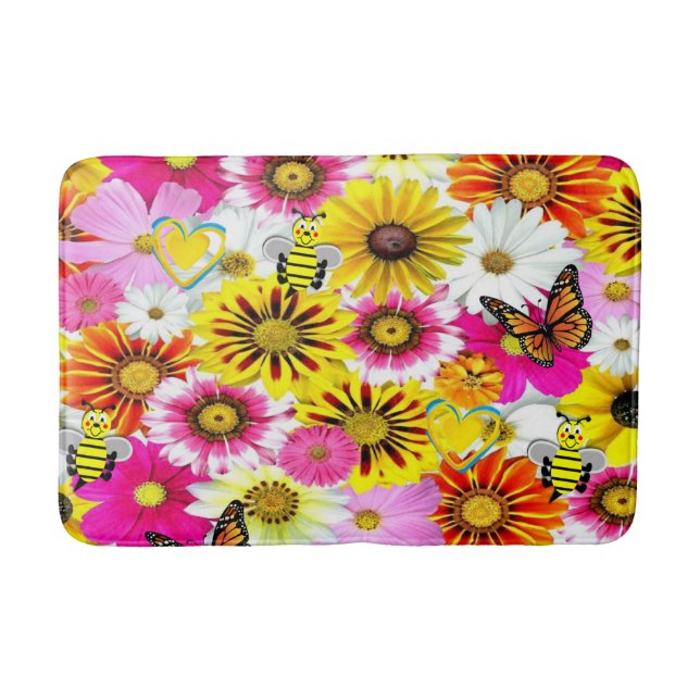 Floral Bathroom Bath Mat (Front)