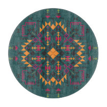 Floral Batik Elegance: Square Ornamental Design Cutting Board