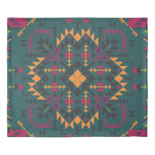 Floral Batik Elegance Square Ornamental Design Duvet Cover