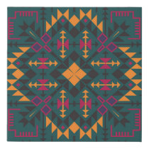 Floral Batik Elegance: Square Ornamental Design Faux Canvas Print