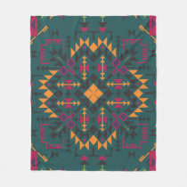 Floral Batik Elegance: Square Ornamental Design Fleece Blanket
