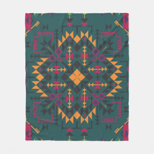 Floral Batik Elegance Square Ornamental Design Fleece Blanket