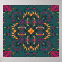 Floral Batik Elegance: Square Ornamental Design Poster