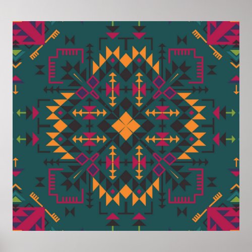 Floral Batik Elegance Square Ornamental Design Poster