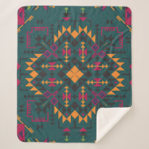 Floral Batik Elegance: Square Ornamental Design Sherpa Blanket