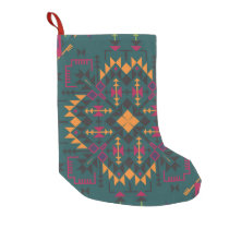 Floral Batik Elegance: Square Ornamental Design Small Christmas Stocking