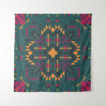 Floral Batik Elegance: Square Ornamental Design Tapestry
