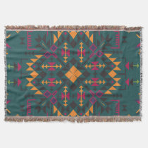 Floral Batik Elegance: Square Ornamental Design Throw Blanket
