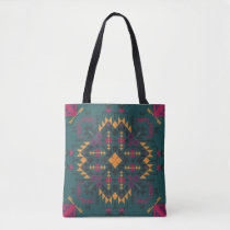 Floral Batik Elegance: Square Ornamental Design Tote Bag