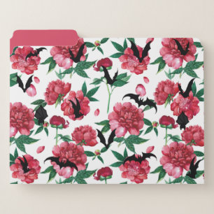 Floral Bats Shade of Pink File Folders