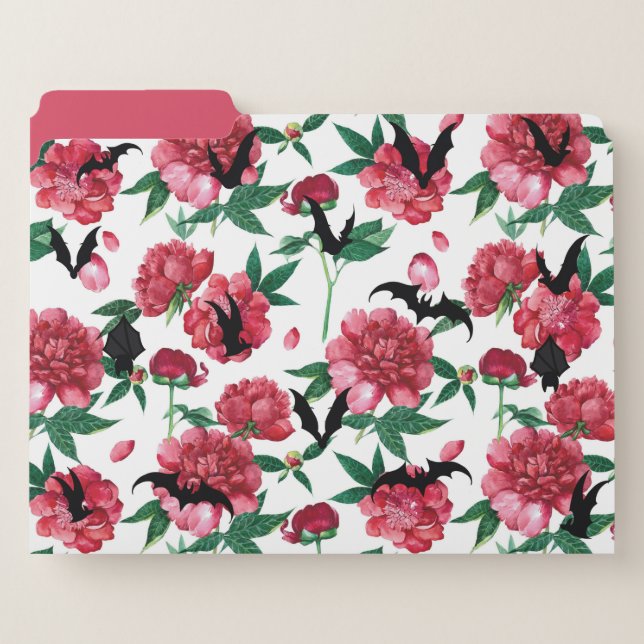 Floral Bats Shade of Pink File Folders (Front Left)