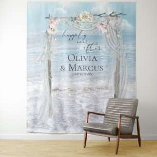 Floral Beach Arbor Wedding Photo Backdrop