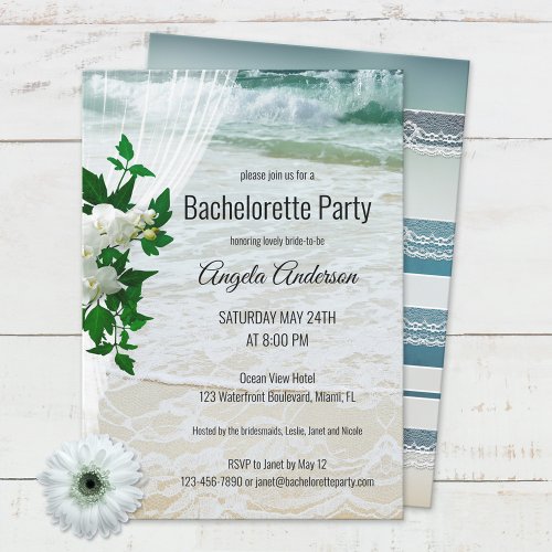 Floral Beach Lace Bachelorette Invitation