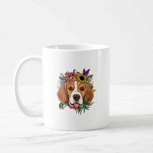 Floral Beagle Botanical Flower Cute Beagle  Coffee Mug