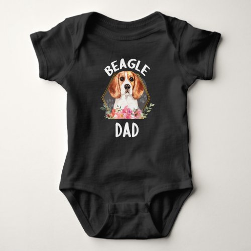 Floral Beagle Dad Dog Beagle Dog Lovers  Baby Bodysuit