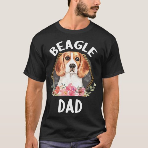 Floral Beagle Dad Dog Parent Paw Papa Pet Owner Fa T_Shirt