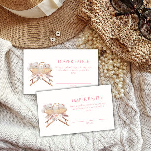 Floral Bear Bassinet Diaper Raffle Baby Shower Enclosure Card