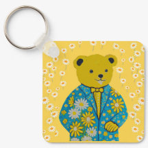 Floral bear key ring