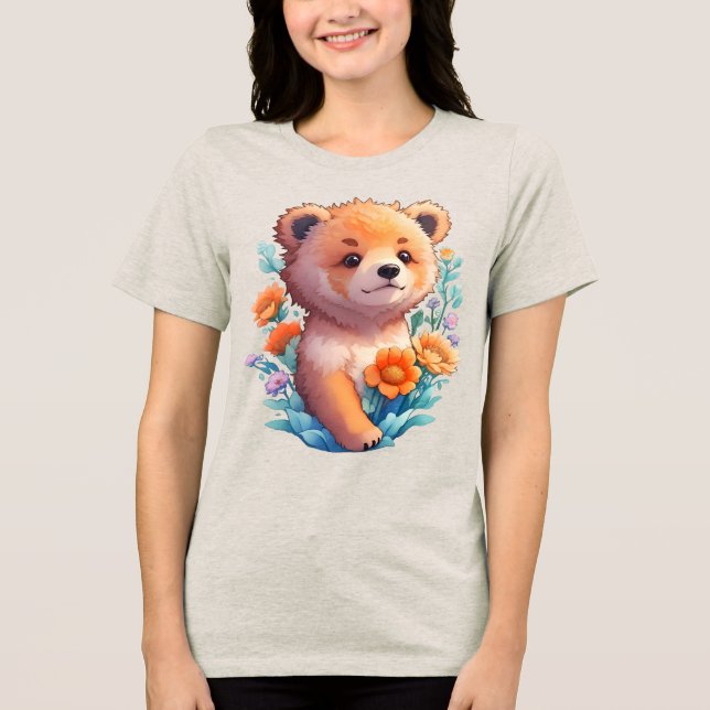 Floral Bear Tri-Blend Shirt (Front)