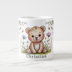 Floral Bear We Can Bearly Wait Baby Shower gift Giant Coffee Mug