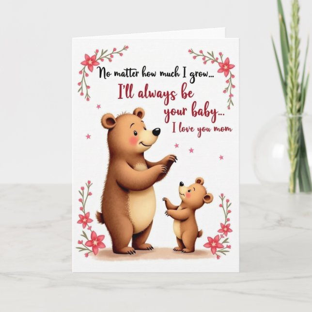 Floral Bears Love Mom Card (Front)