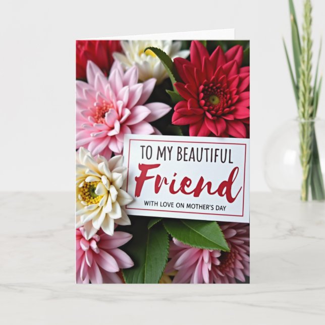 Floral Beautiful Friend Card (Front)
