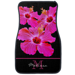 Floral   Beautiful HOT Pink Hibiscus (Set of 4) Car Floor Mat