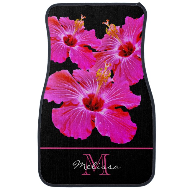 Floral | Beautiful HOT Pink Hibiscus (Set of 4) Car Floor Mat (Front)
