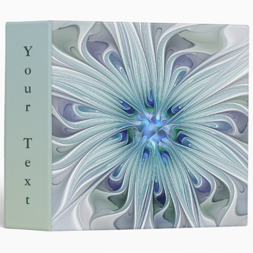 Floral Beauty Abstract Modern Art Blue Flower Text 3 Ring Binder