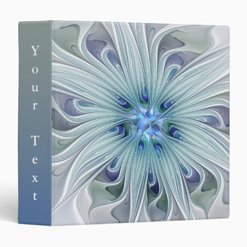 Floral Beauty Abstract Modern Blue Flower Text 3 Ring Binder