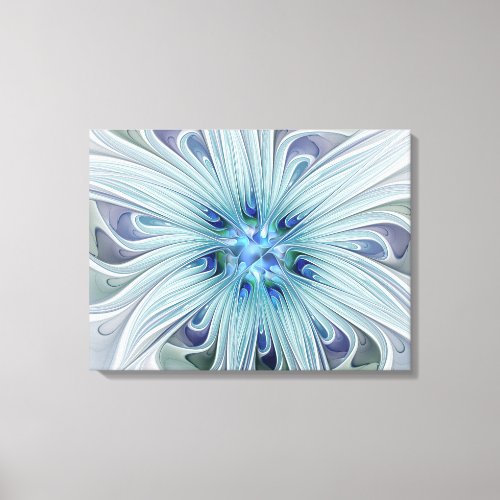 Floral Beauty Abstract Modern Blue Flower Triptych Canvas Print