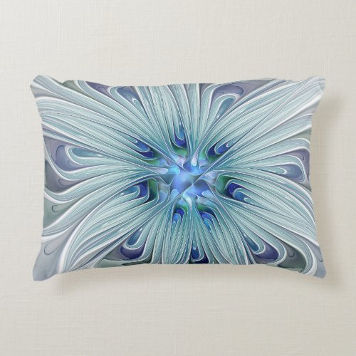 Floral Beauty Abstract Modern Blue Pastel Flower Accent Pillow