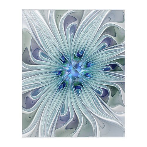 Floral Beauty Abstract Modern Blue Pastel Flower Acrylic Print