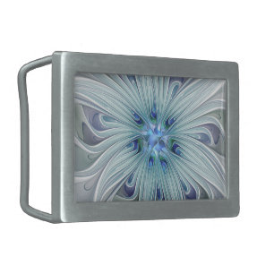 Floral Beauty Abstract Modern Blue Pastel Flower Belt Buckle