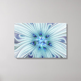Floral Beauty Abstract Modern Blue Pastel Flower Canvas Print