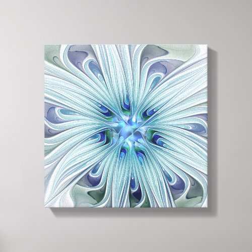 Floral Beauty Abstract Modern Blue Pastel Flower Canvas Print