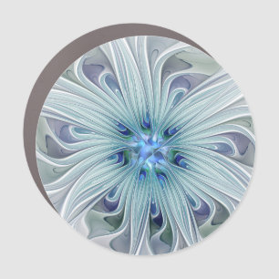 Floral Beauty Abstract Modern Blue Pastel Flower Car Magnet