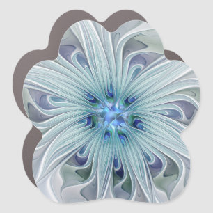 Floral Beauty Abstract Modern Blue Pastel Flower Car Magnet