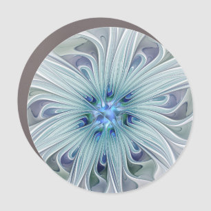Floral Beauty Abstract Modern Blue Pastel Flower Car Magnet