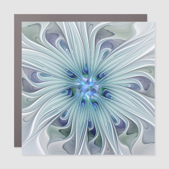 Floral Beauty Abstract Modern Blue Pastel Flower Car Magnet (Front)