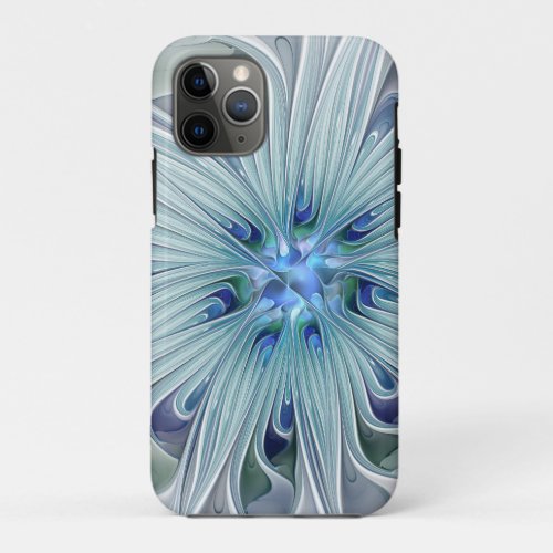 Floral Beauty Abstract Modern Blue Pastel Flower iPhone 11 Pro Case