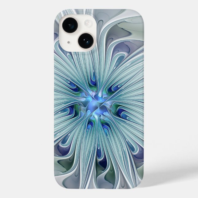 Floral Beauty Abstract Modern Blue Pastel Flower Case-Mate iPhone Case (Back)