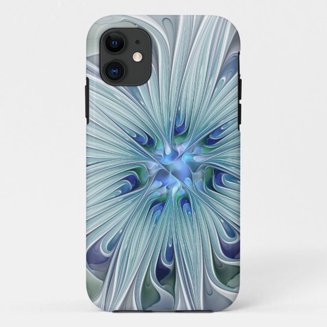 Floral Beauty Abstract Modern Blue Pastel Flower Case-Mate iPhone Case (Back)