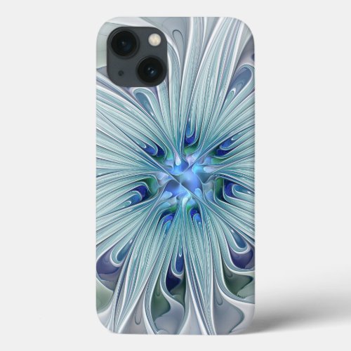 Floral Beauty Abstract Modern Blue Pastel Flower iPhone 13 Case