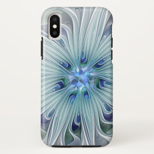 Floral Beauty Abstract Modern Blue Pastel Flower iPhone X Case