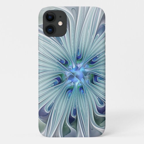 Floral Beauty Abstract Modern Blue Pastel Flower iPhone 11 Case