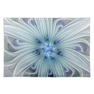 Floral Beauty Abstract Modern Blue Pastel Flower Cloth Placemat