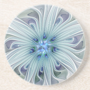 Floral Beauty Abstract Modern Blue Pastel Flower Coaster
